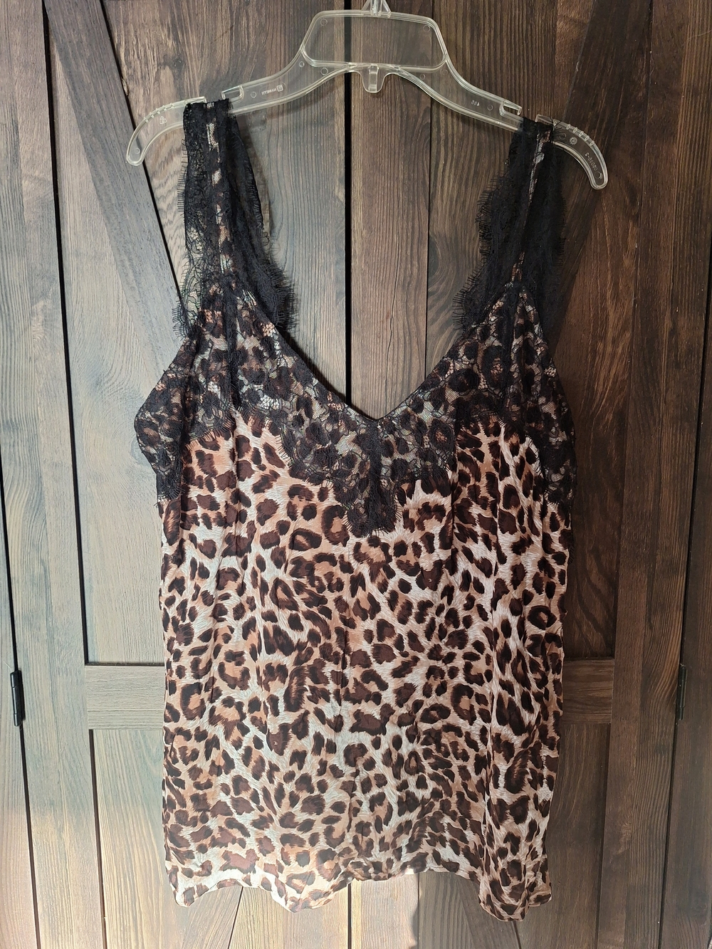 JODIFL Leopard Print Lace Trim Cami - Brown & Black